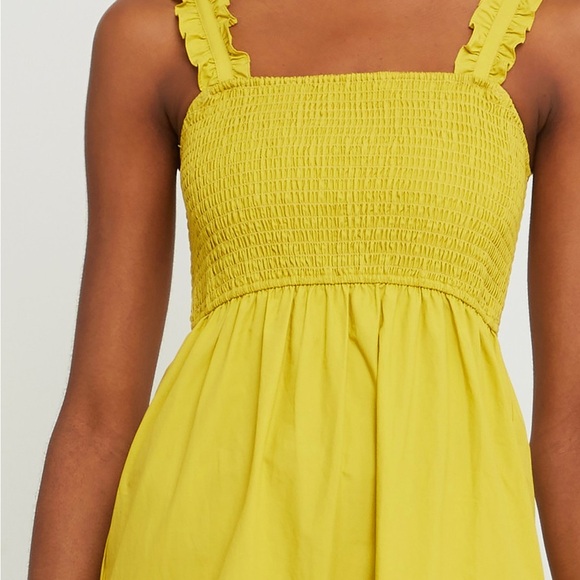 O.P.T  COLETTE Yellow Ruched Top COTTON MIDI DRESS,SPRING GARDEN PARTY SIZE M. - Picture 9 of 11